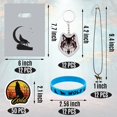 thumbnail image 2 of BANBALLON 98 piezas de regalos de fiesta de lobo, collar de lobo fresco, bolsas de regalos con llaveros de lobo, pegatinas, pulseras de goma y bolsas de lobo para fiesta de cumpleaños temática de lobo, 2 of 5