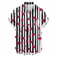 thumbnail image 2 of Handshe Men's Notched Collar Shirt, Short Sleeve Button Up with Valentine Print, Casual Wear for Dating and Daily Outfits, 2 of 6