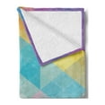 thumbnail image 2 of Indie Soft Flannel Fleece Throw Blanket, Abstract Triangles Classical Diamond Line Pattern in Dreamy Colors Modern, Cozy Plush for Indoor and Outdoor Use, 50" x 70", Multicolor, by Ambesonne, 2 of 5