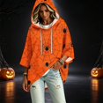thumbnail image 3 of FGVCTG Halloween Sweatshirts for Women Drawstring 3/4 Sleeve Halloween Hoodie Ghost Graphic Spooky Oversized Pullover Hoodies Saffron 3XL, 3 of 6