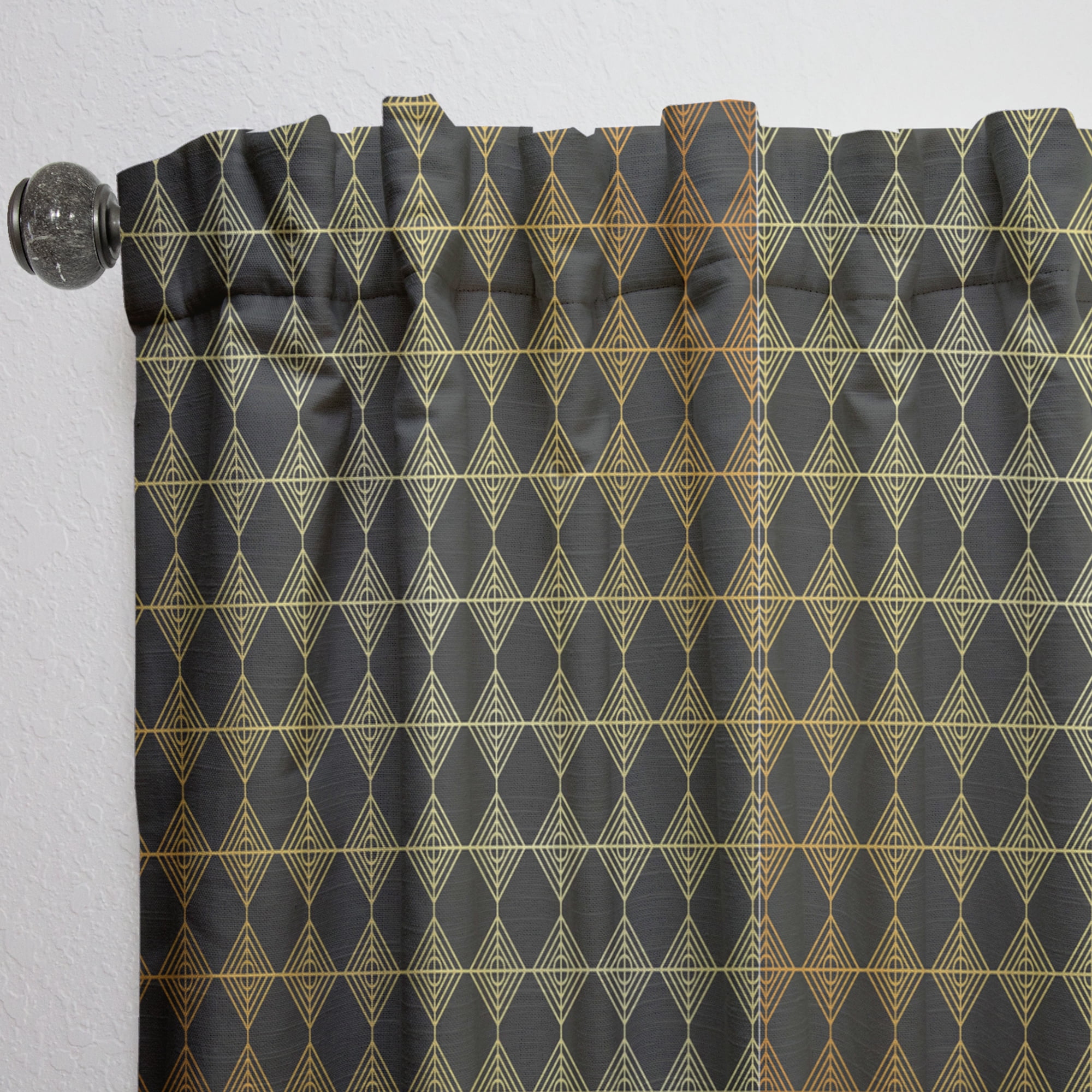 Designart 'Metallic Golden Luxury Geometrics XII I' Mid-Century Modern Curtain Panel