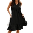 thumbnail image 2 of Karymi Womens Dresses Sleeveless V-Neck Tiered Ruffle Hem Midi Dress, Solid Casual Loose Tunic Dress with Side Pockets Spring Dresses for Women, 2 of 8