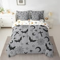 thumbnail image 2 of Halloween Bats Comforter Set 7 Piece Bed in a Bag Twin,Gothic Bedding Set Stars Moon Silhouette Sheet Set with Comforter,Tombstones Halloween Decor Spider Webs Halloween Decorations,Grey Bed Set, 2 of 5