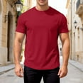thumbnail image 2 of Curuila Mens T Shirt Casual Loose Fit Breathable Pocket Short Sleeve Crew Neck Solid Color Summer Tops Red Size 3Xl, 2 of 5