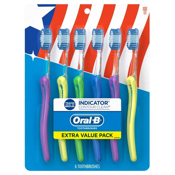 OralB Indicator Contour Clean Toothbrushes, Soft, 6 Count Walmart