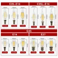 thumbnail image 4 of Bombilla LED de filamento Edison retro E27 E14 de 2/4/6/8 W, CA 220 V, bombilla de vidrio C35, G45, A60, ST64, G80, G95, G125, luz de vela vintage, 4 of 5