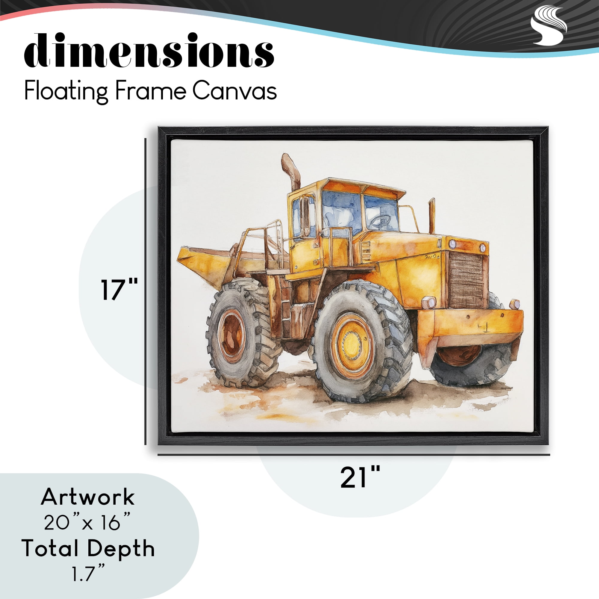 Stupell Industries Construction Truck Whimsicality Black Framed Floater Canvas Wall Art, design by Steve Hunziker