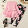 thumbnail image 5 of PatPat Kid Girl Clothes 2 Pieces Bowknot Long Sleeve Top Dress Floral Allover Pants Leggings Outfits Set Sizes 5-12, 5 of 6