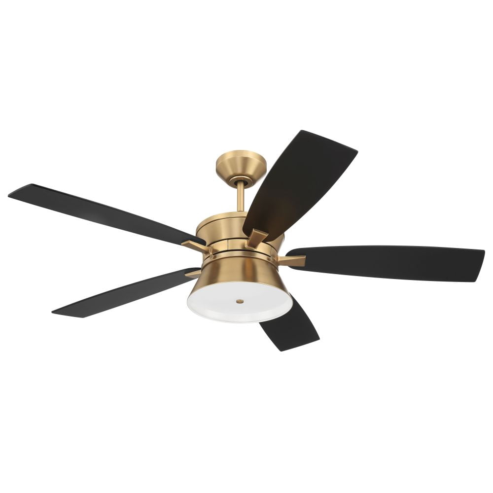 DMK52SB5 Craftmade Lighting Dominick - 5 Blade Ceiling Fan with Light Kit In Contemporary Style-17.17 Inches Tall and 52 Inches Wide-Satin Brass