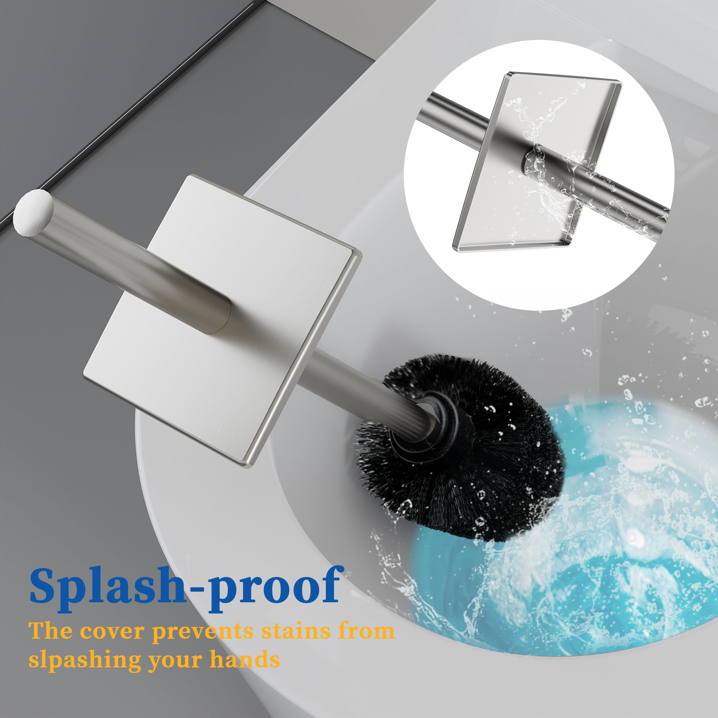 Toilet Brush and Holder Set Square Bowl Brushed Nickel 1 Pack