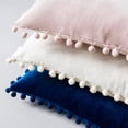 thumbnail image 5 of Phantoscope Pink Throw Pillow Covers 2 Pack, 12" x 20" Velvet Decorative Pillow Cases with Pom Poms, Soft Square Cushion Covers for Couch Sofa Bed, 5 of 9