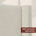 thumbnail image 3 of VanAcc King Size 61" Corduroy Upholstered Bed Frame with Vertical Stripe Wingback Headboard/Cream, 3 of 7