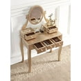 thumbnail image 2 of Roundhill Furniture Ashley Wood Makeup Vanity Table and Stool Set, Gold, 2 of 2