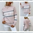 thumbnail image 3 of Christmas Knit Sweater Women's Turtleneck Snowflake Pullover for Fall and Winter, Festive and Warm, Ideal as Christmas Sweaters for Women and Christmas Gifts,Pink,Size L, 3 of 5