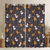 Homewish Lovely Gingerbread Man Blackout Curtains Set of 2 (52x84 Each),Chic Christmas Snowman Window Curtains,Merry Xmas Curtains and Drapes For Girls Boys,Ultra Soft Home Decor