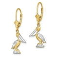 thumbnail image 2 of Auriga 14k Yellow Gold 3-D Pelican Standing Dangle Earrings for Women(L- 33.35mm, W-13.55mm), 2 of 5