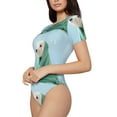 thumbnail image 2 of Naloa Dog Wrapped in Towel Women's Short-Sleeved Onesie, One-Piece Swimsuit for Parties, dates, clubs - Small, 2 of 9