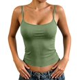thumbnail image 2 of Thin Strap Adjustable Camisole Tops Ladies Removable Detachable Design Breathable Light Fabric Sleeveless Shirts for Travel Shopping Gym Under Blazer Tops (Green,S), 2 of 6