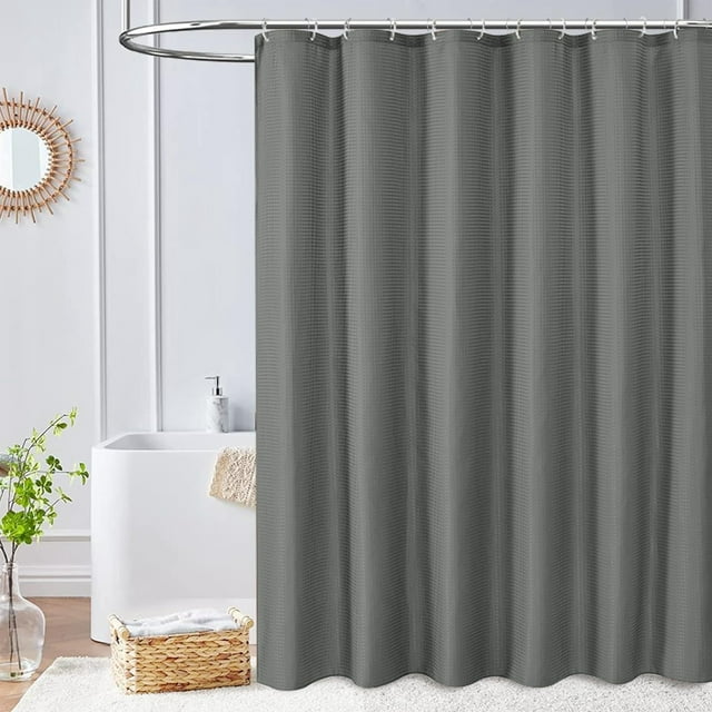 Rideau de Douche en Polyester Uni et Imperméable Salle de Bain Rideau de Douche en Tissu Métal 72 X 84 Rideau de Douche Doublure de Rideau de Douche Long Ensemble de Salle de Bain Moderne Rideaux de Bain avec Crochets