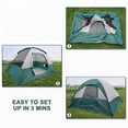 thumbnail image 4 of Green 4-Person Portable Dome Tent, 9 ft x 7 ft, Waterproof & Windproof with Rainfly, 4 of 7