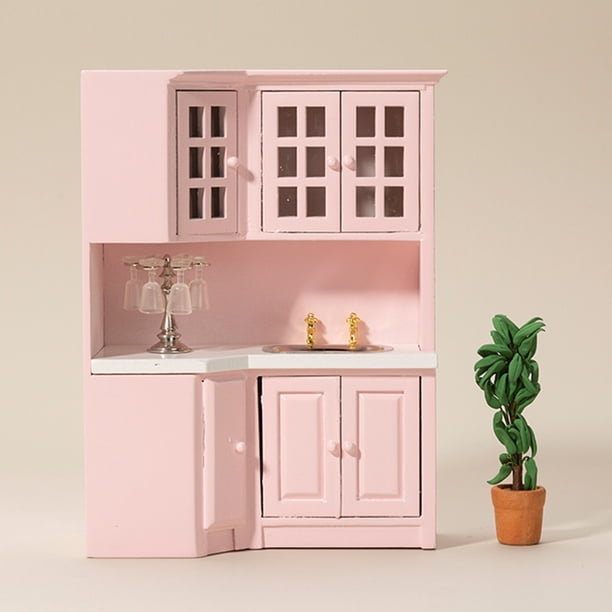1:12 Muebles de comedor Artesanía Muebles de cocina de madera Decoración de casa de muñecas