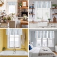 thumbnail image 5 of Light Blue Grey Stripe Kitchen Curtain Valances for Windows Farmhouse Short Curtains, Modern Farmhouse Vertical Striped Rod Pocket Valance Curtain for Bedroom Cafe Living Room 42"x12", 5 of 8