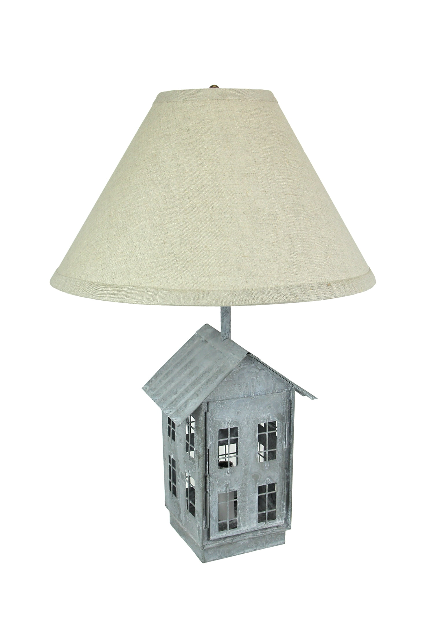 Rustic Zinc Dual Table Lamp And Accent, Farmhouse Style End Table Lamps