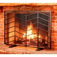 thumbnail image 1 of Fire Beauty Single Panel Handcrafted Wrought Iron Mesh Chevron Fireplace Screen, Fire Spark Guard for Living Room, Bedroom Decor(, 1 of 9