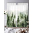 thumbnail image 4 of Green Mist Forest Semi Sheer Curtains 96 Inch Length 2 Panels Set, Foggy Mountain Tree Nature Landscape Sheer Kitchen Curtain Privacy Voile Window Curtain for Living Room Bedroom Rod Pocket Drapes, 4 of 7