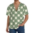 thumbnail image 3 of Wukai Daisy Plaid Green Men's Casual Short-Sleeve Button Down Shirt - Lightweight Summer Dress Shirt for Daily Wear-X-Large, 3 of 7