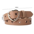 thumbnail image 5 of Tnobhg Women Heart-shaped Buckle Belt Heart Hollow Design Waistband Faux Leather Adjustable Length Belt Fashion Accessories, 5 of 7