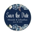 thumbnail image 1 of Darling Souvenir Round 45 Pcs Floral Border Save The Date Stickers Wedding Personalized Bride Groom Names And Date Envelope Seals - Navy Blue, 1 of 4