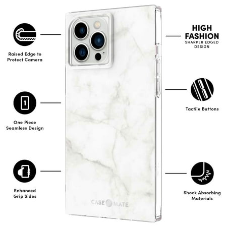 Case-Mate - Blox Softshell Case for iPhone 13 Pro Max - White Marble