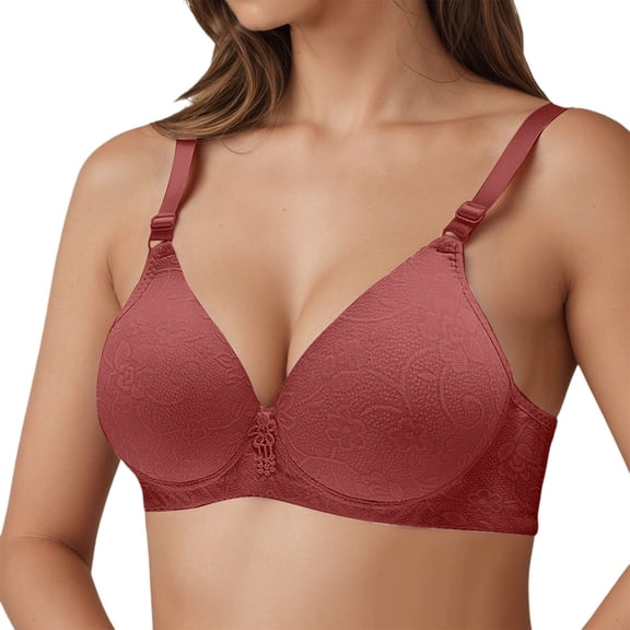 Xijirk Bras for Women,Soft Support Wirefree Bra Comfortable Non Padded Lightweight Full Coverage Bra with Wide Straps Everyday,Sports Bras for Women,Hot Pink,42