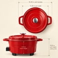 thumbnail image 4 of PRTYY Cauldron Dutch Oven, Vintage Enamel Electric Slow Cooker, 1400W Adjustable Temperature, Large-Capacity All-in-One Pot for Stewing, Frying , Red, 4 of 14