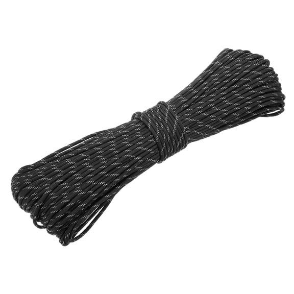 Uxcell 550lb Paracord Rope 200ft, 4mm Tent Rope, 7-Strand Core Heavy Duty Cord for Outdoor Use Black/White