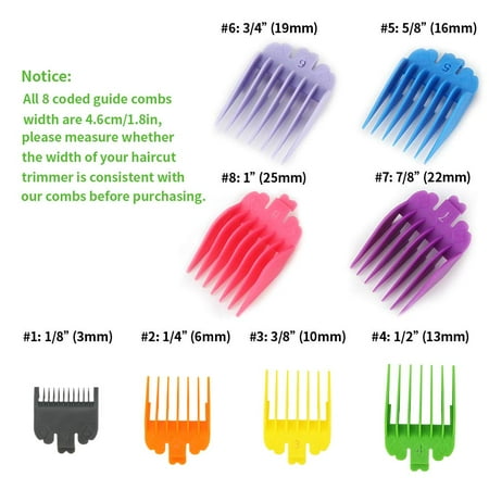 Bmatwk Hair Clipper Guards 8 Pcs Professional Guide Combs Set Colorful Clipper Comb Attachment with 8 Cutting Lengths from 1/8 to 1 (3-25mm) Fits for Most Size Wahl Clippers/Trimmers | Walmart Canada Bmatwk Hair Clipper Guards 8 Pcs Professional Guide Combs Set Colorful Clipper Comb Attachment with 8 Cutting Lengths from 1/8 to 1 (3-25mm) Fits for Most Size Wahl Clippers/Trimmers | Walmart Canada