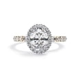 thumbnail image 2 of AFFY Halo Solitaire Engagement Rings For Women Center 8x6mm Oval and Round Cut Lab Created Moissanite Half Eternity Wedding Anniversary Ring in 14K Yellow Gold Plated 925 Sterling Silver Size-9, 2 of 6