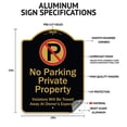 thumbnail image 2 of SignMission A-DES-BG-1824-9927 18 x 24 Po Signe de la Série Designer - Allée Privée Pas de Tourner Autour & 44; Noir & Or, 2 of 4