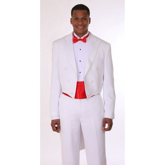 Mens White Tuxedo With Tails Pleated Pants Milano Moda T505