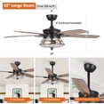 thumbnail image 4 of Parrot Uncle 52" Rustic Black Caged Ceiling Fan with Lights and Remote Control, Glass Shade Chandelier Ceiling Fan, 4 of 11