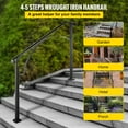 thumbnail image 2 of VEVOR Handrail Stair Railing Handrails for Outdoor Fit 4 or 5 Steps, Black Stair Rail Wrought Iron Handrail with Installation Kit Hand Rails, 2 of 9