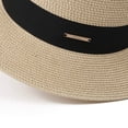 thumbnail image 5 of Womens Beach Straw Sun Hat Summer Classic Boater Sun Hat Panama Short Brim Fedora for Party Travel, 5 of 5