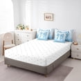 thumbnail image 5 of Manfei Blue Bowknot Bedding Comforter Set 7pcs, Glitter Stars Print King Bedding Sets, 5 of 7
