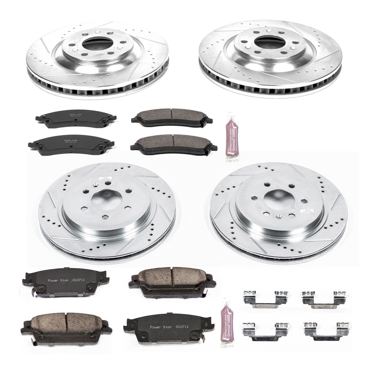 PowerStop Front and Rear Z23 Evolution Sport Carbon-Fiber Ceramic Brake Pad and Drilled & Slotted Rotor Kit Fits: CADILLAC Select Models K4014
