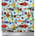 thumbnail image 1 of Soimoi Cotton Voile Fabric Rocket,Planet & Astronaut Cartoon Fabric Prints by Yard 56 Inch Wide, 1 of 1