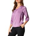 thumbnail image 4 of Allegra K Women's Satin Blouse Casual Solid Long Sleeve V Neck Top Shirts, 4 of 6