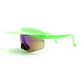 thumbnail image 3 of Retro Half Rim Visor Color Mirror Wrap Sport Oversized Plastic Sunglasses Green - Teal Mirror, 3 of 4