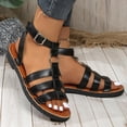 thumbnail image 6 of Dweltoz Women's Cross Strappy Flat Sandals Gladiator Summer Soft Elastic Ankle Walking Shoes Fashionable Casual Open Toe Solid Flats,Black 41, 6 of 7