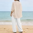 thumbnail image 5 of Women's Soft Nylon Spandex Stretch Trousers, Elastic Waist Straight Leg Long Pants with Functional Pockets, Tummy Control Slimming Fit, Casual Daily Wear, Work & Weekend | TruHer,White L, 5 of 9